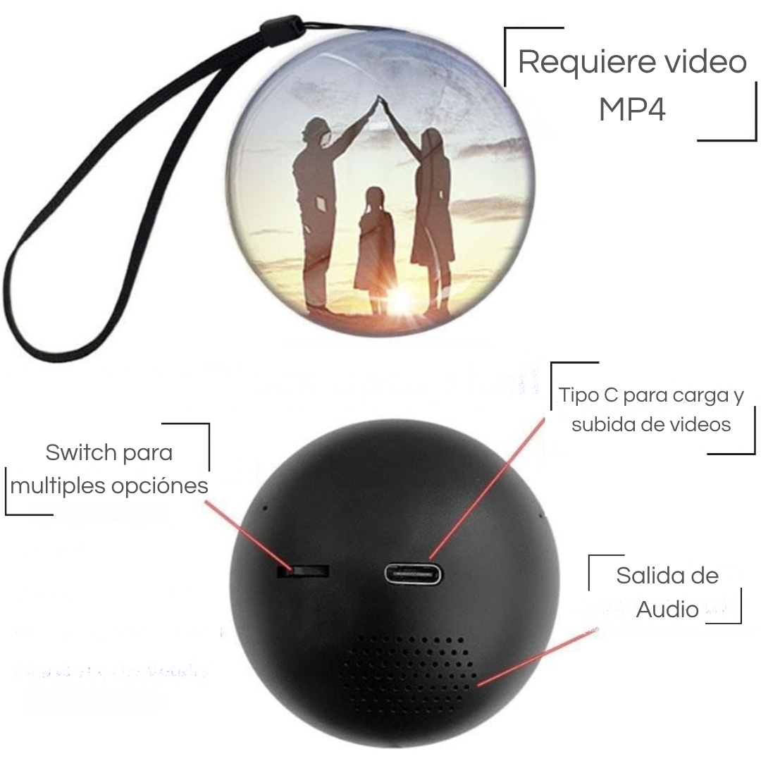 Esfera Holográfica con Video y Sonido
